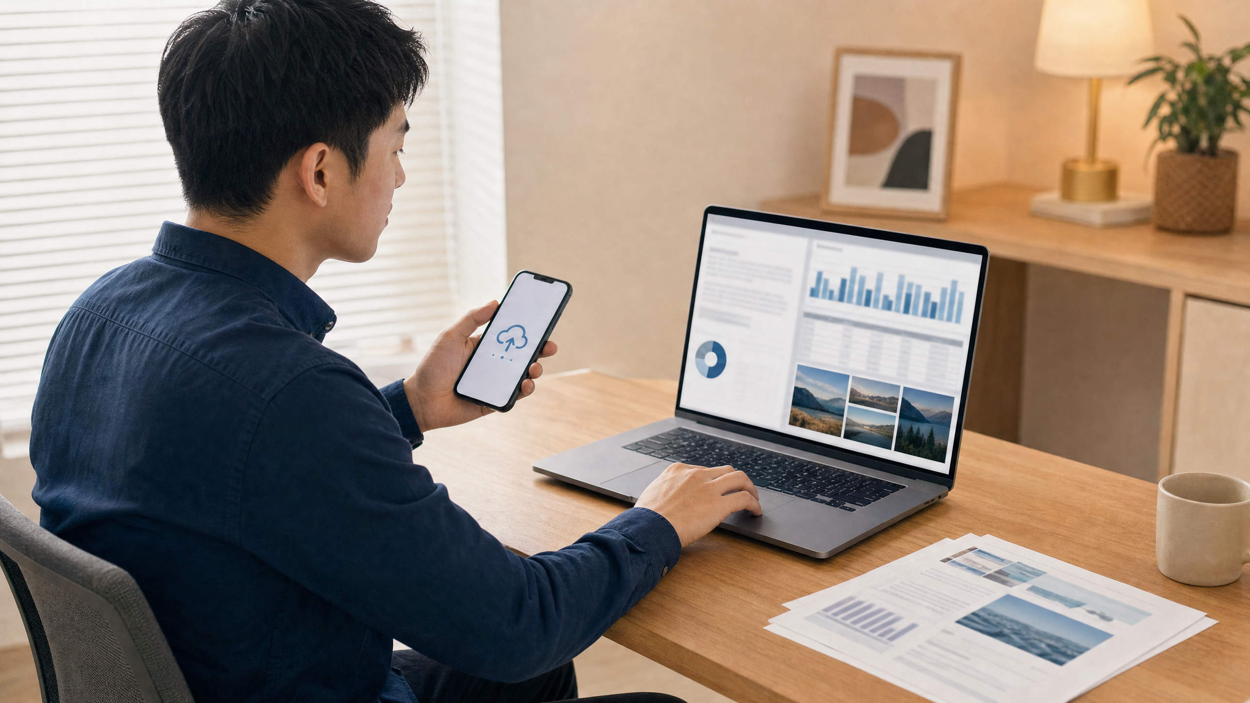 Người dùng phân tích tài liệu, bảng tính và hình ảnh bằng Google Gemini với bố cục hai tay tự nhiên