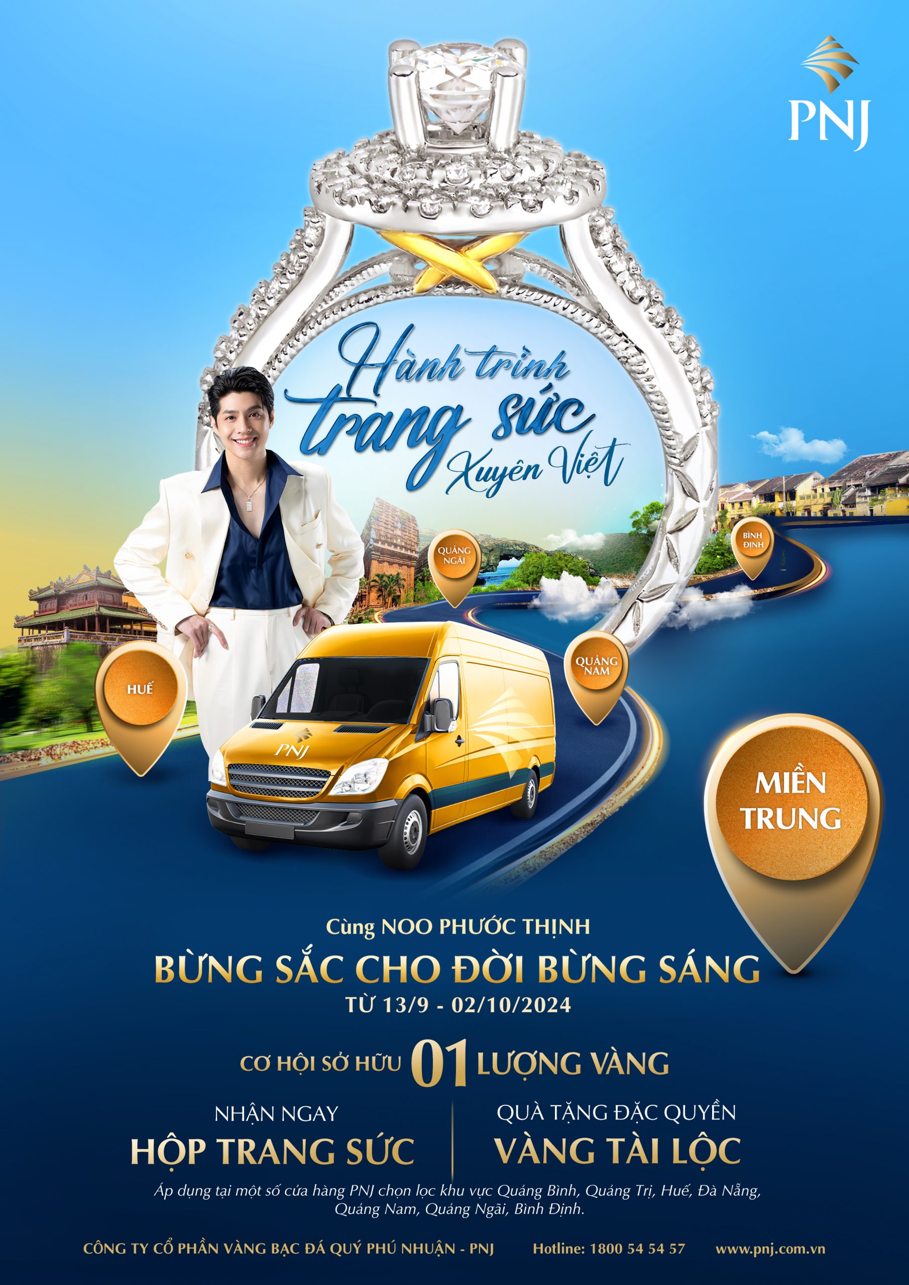 Chương trình PNJ Hành trình Trang sức xuyên Việt với hình ảnh nhẫn và xe trải nghiệm