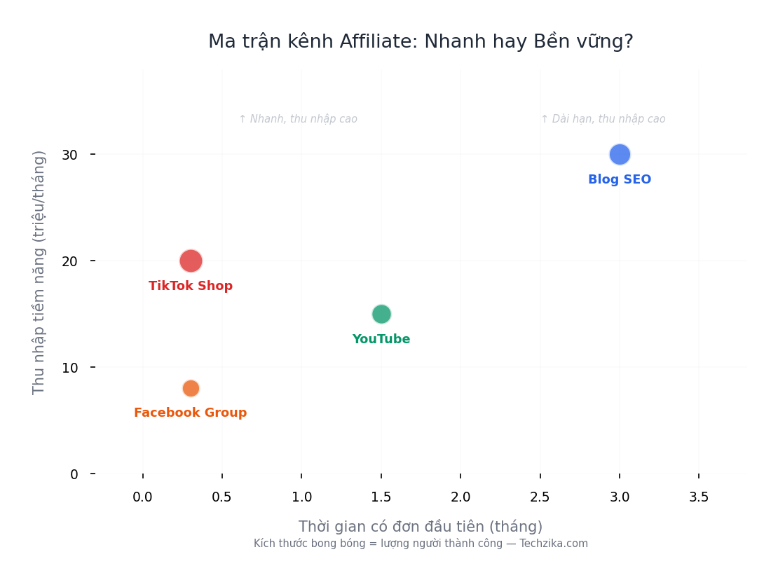Ma trận lựa chọn kênh Affiliate Marketing cho người mới