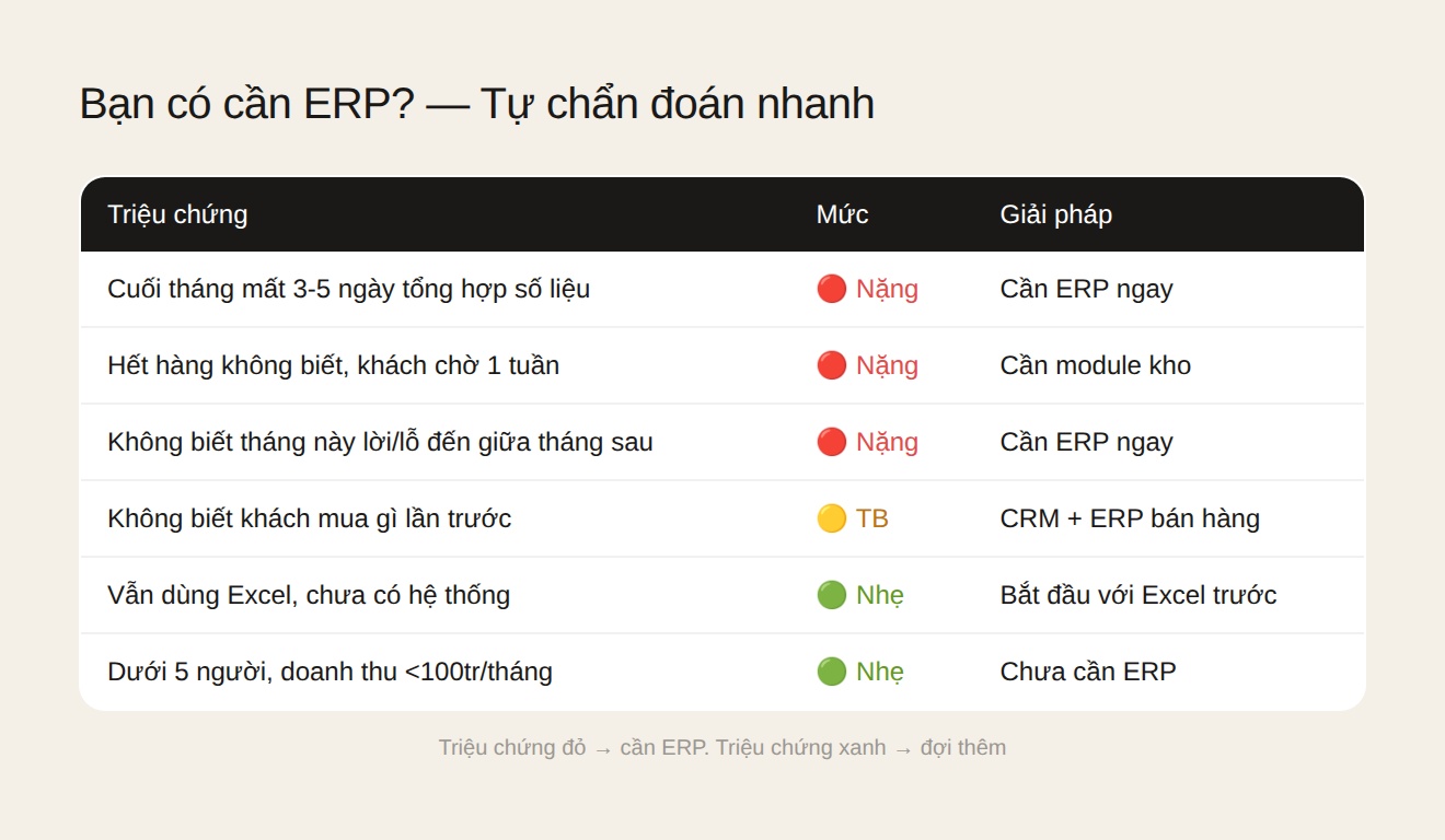 Bảng tự chẩn đoán nhu cầu ERP