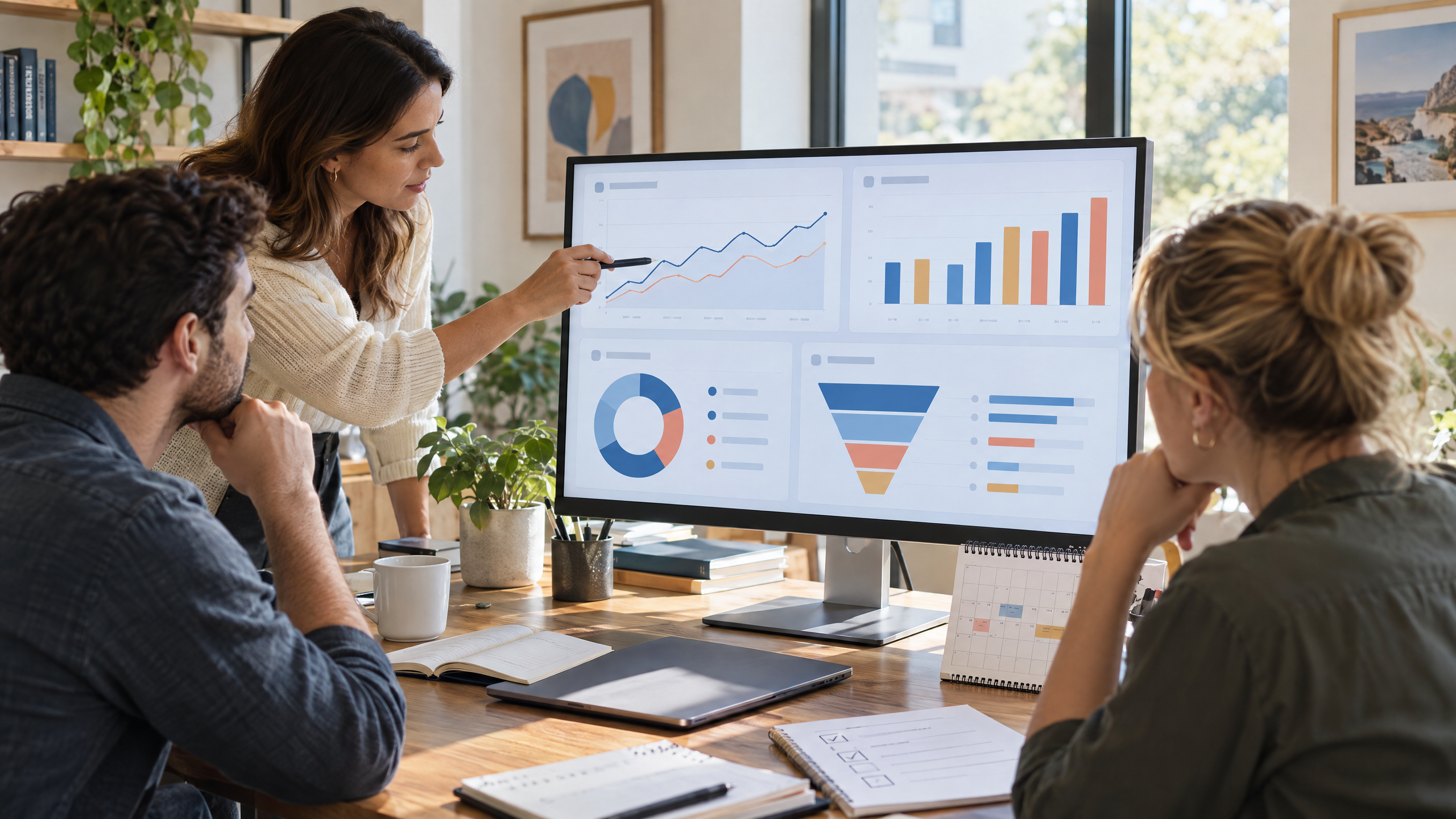 Nhóm SEO phân tích dashboard clicks impressions CTR và chuyển đổi