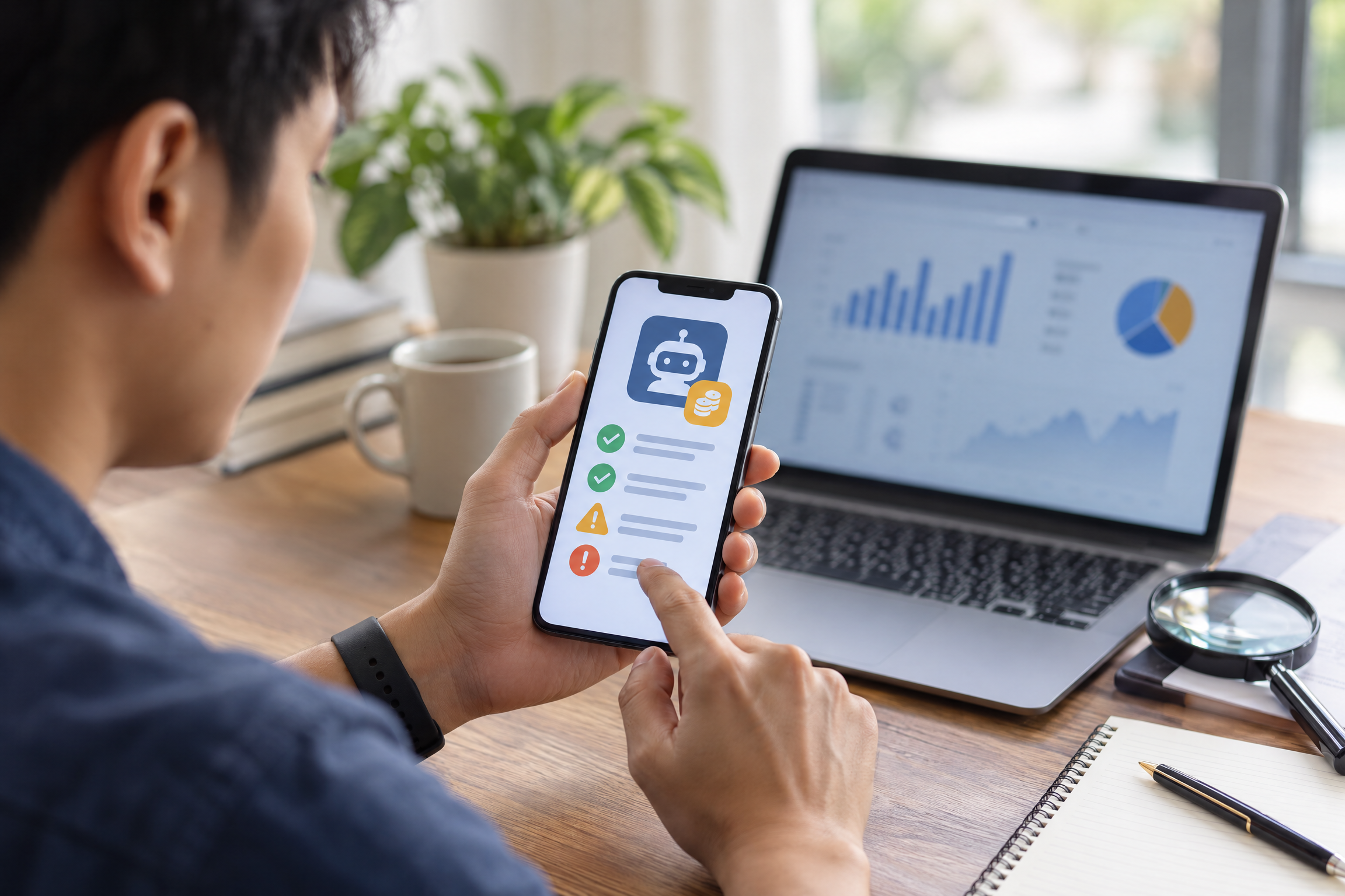 Kiểm tra cảnh báo và số liệu trước khi nạp tiền vào app kiếm tiền bằng AI