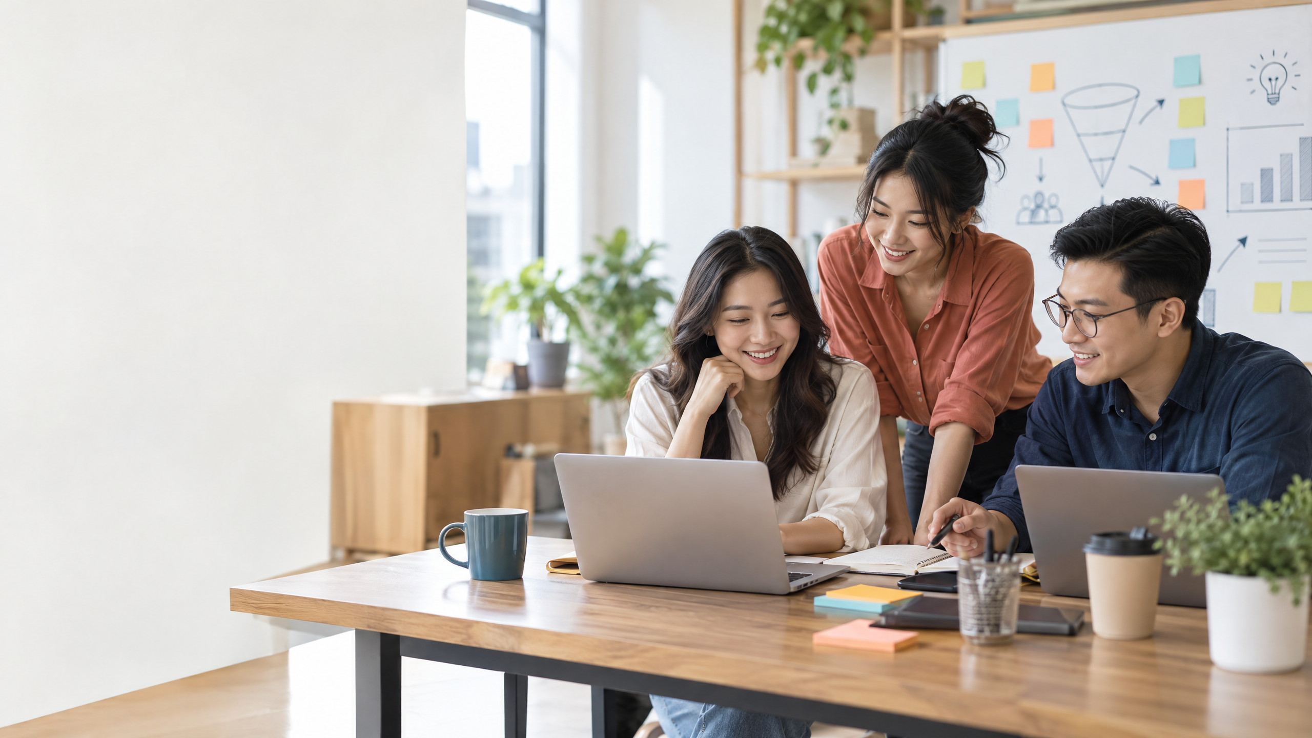 Đội ngũ doanh nghiệp nhỏ xem xét quy trình marketing có AI hỗ trợ
