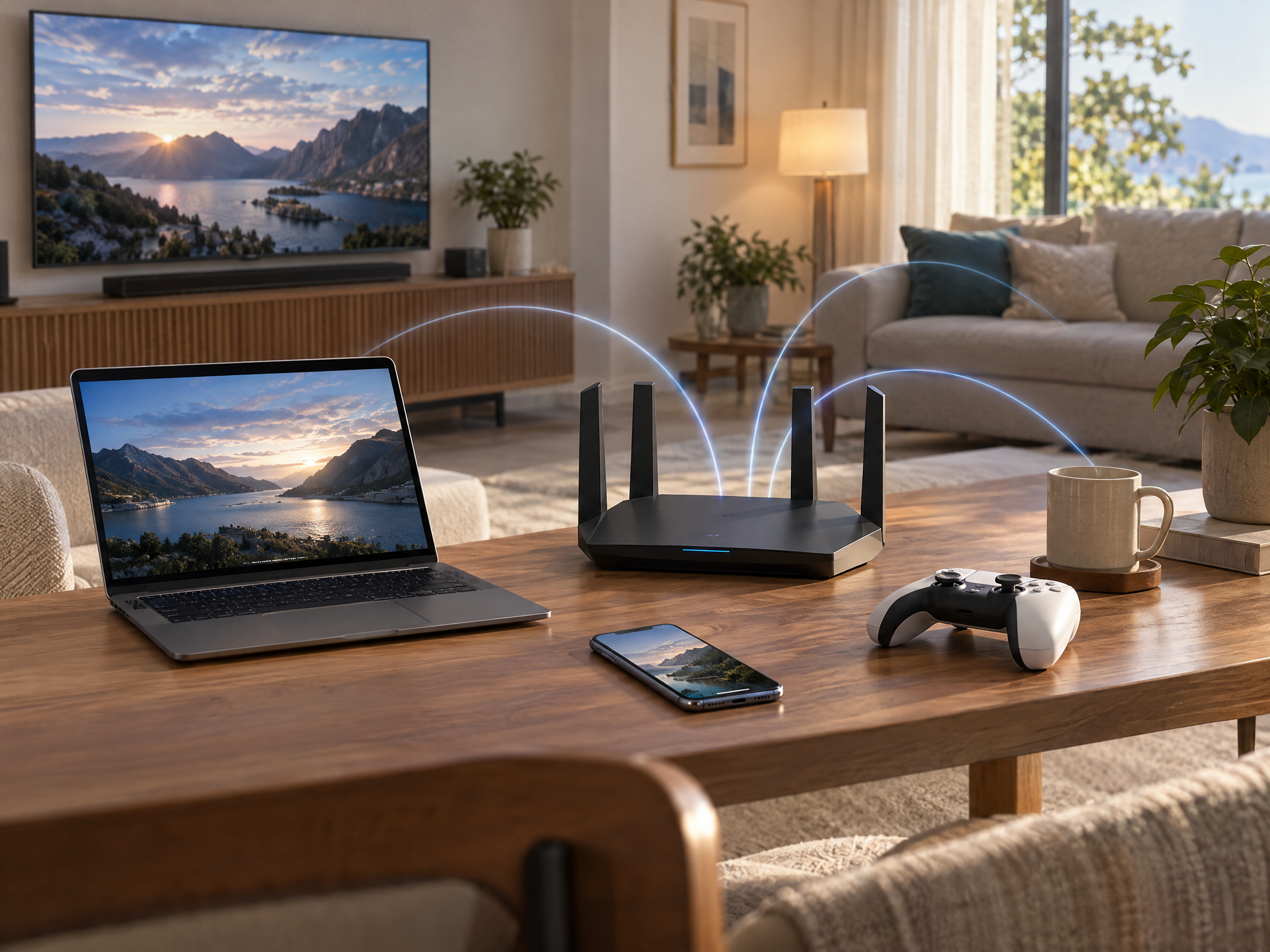 Mạng gia đình minh họa nhiều thiết bị dùng Wi-Fi 7
