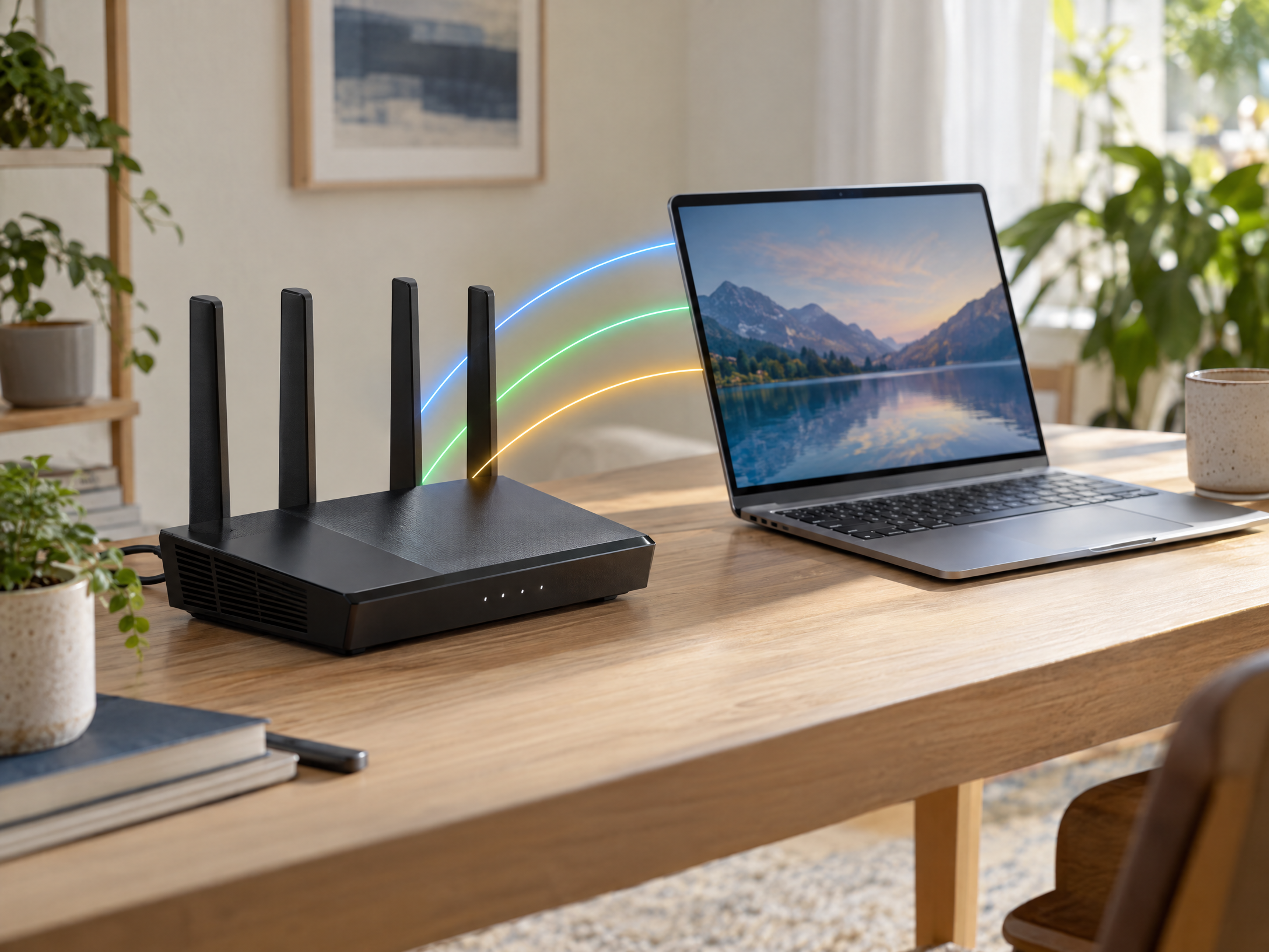 Minh họa Wi-Fi 7 kết nối nhiều băng tần cùng lúc